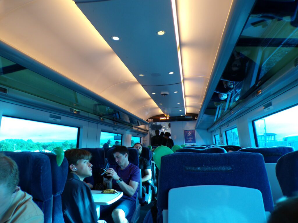 A scene inside the train on the ride from Heuston Dublin Station on the way to Mallow (Mala) Station