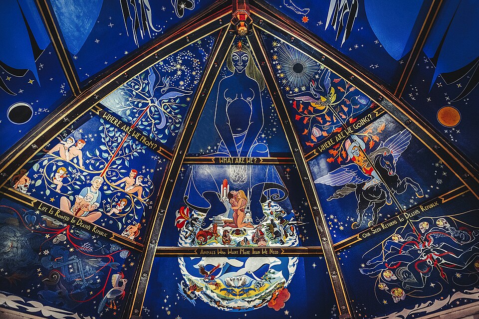 Part of Alasdair Gray's ceiling mural in the Oran Mor in Glasgow