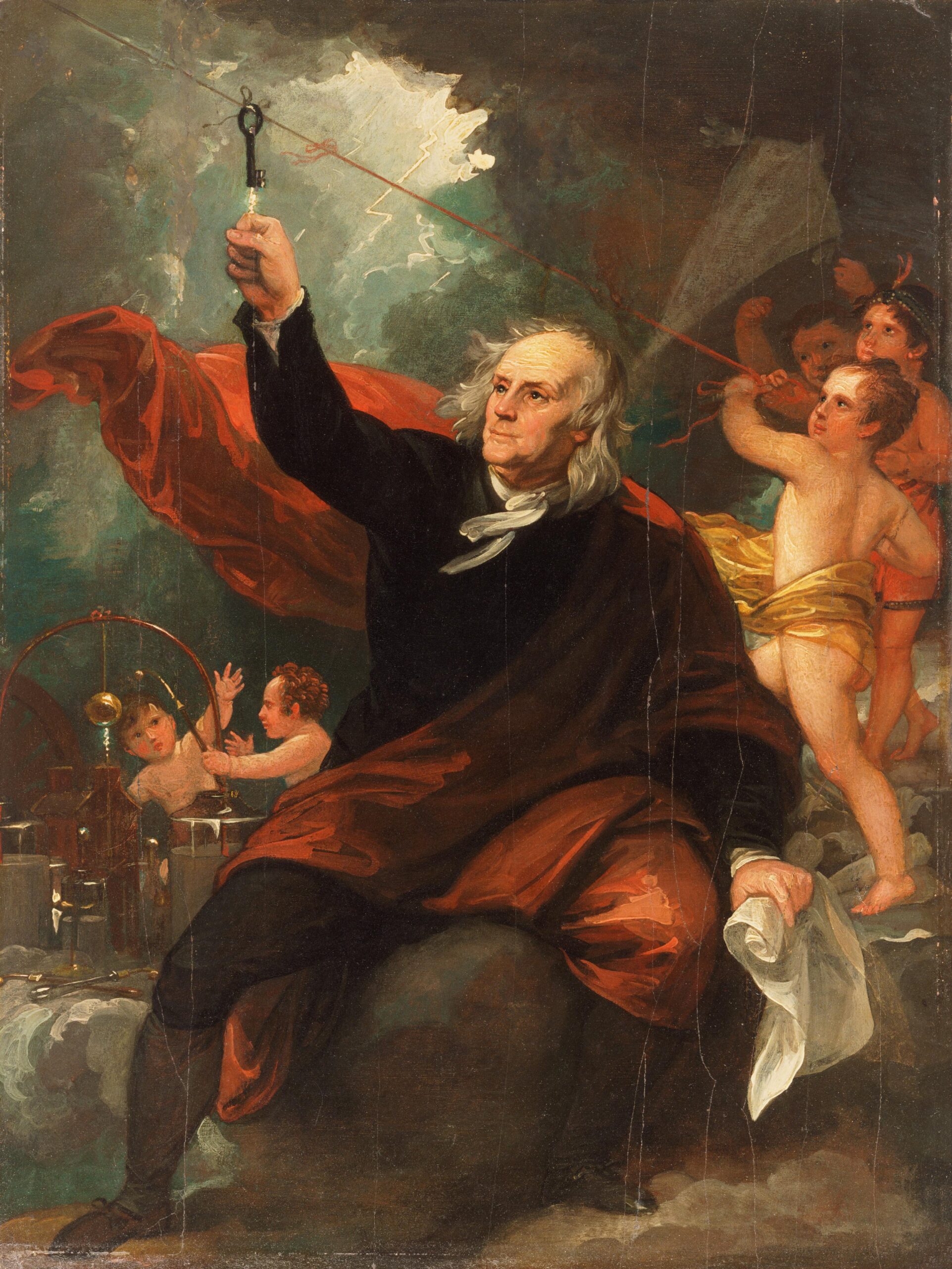 Benjamin Franklin Drawing Electricity from the Sky. Benjamin West, circa 1816