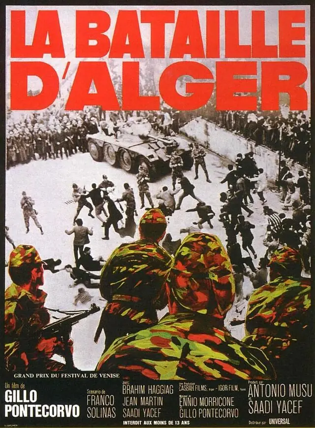 Affiche du film : La Bataille d'Alger. Movie poster for the Battle of Algiers film. 1966.