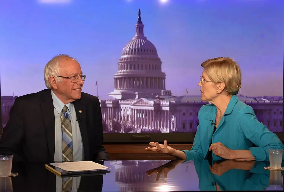Bernie Sanders and Elizabeth Warren. 19 June 2017