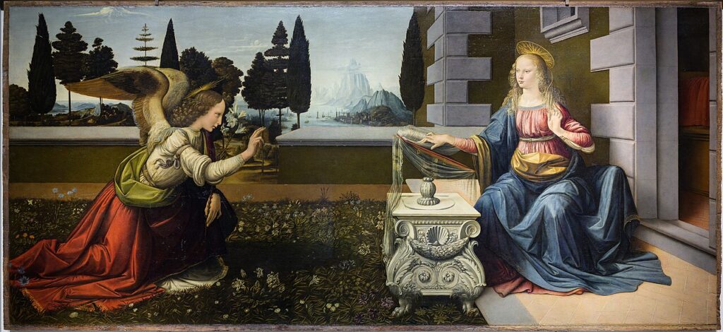 Annunciation by Leonardo da Vinci. c. 1472–1476.