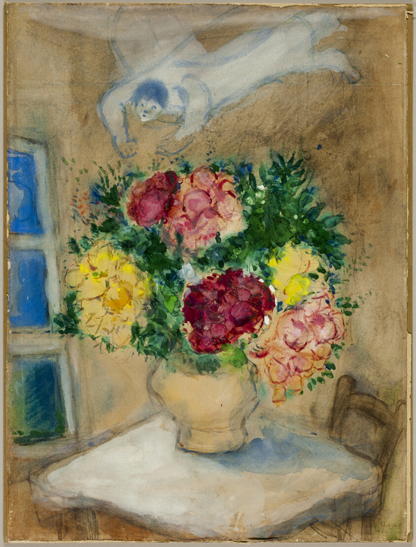 Angel Over a Table with Flowers.1930/60. Marc Chagall French, born Belarus, 1887-1985