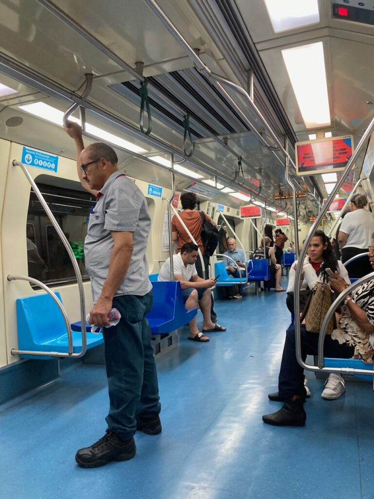A view inside a São Paulo metro car