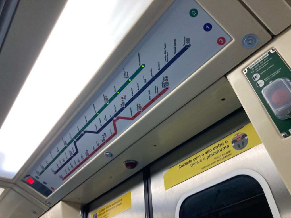 A view inside a São Paulo metro car