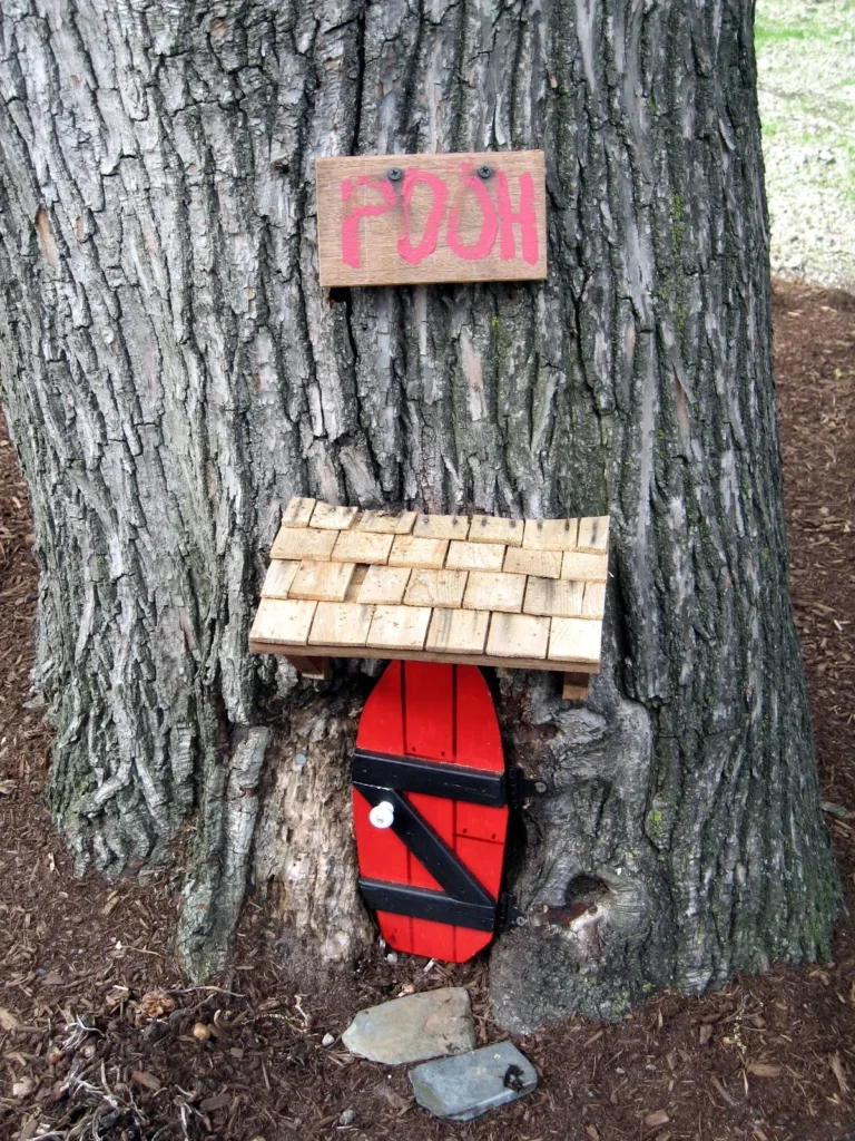 Pooh's House in the base of a tree outside the Science Center at Harvard University, that delighted people for decades.