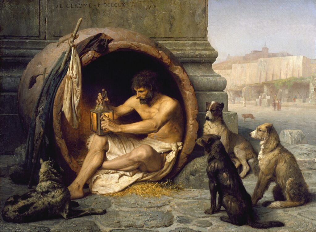 Diogenes of Sinope. By Jean-Léon Gérôme. 1860, Walters Art Museum, Baltimore. Via Wikimedia Commons.