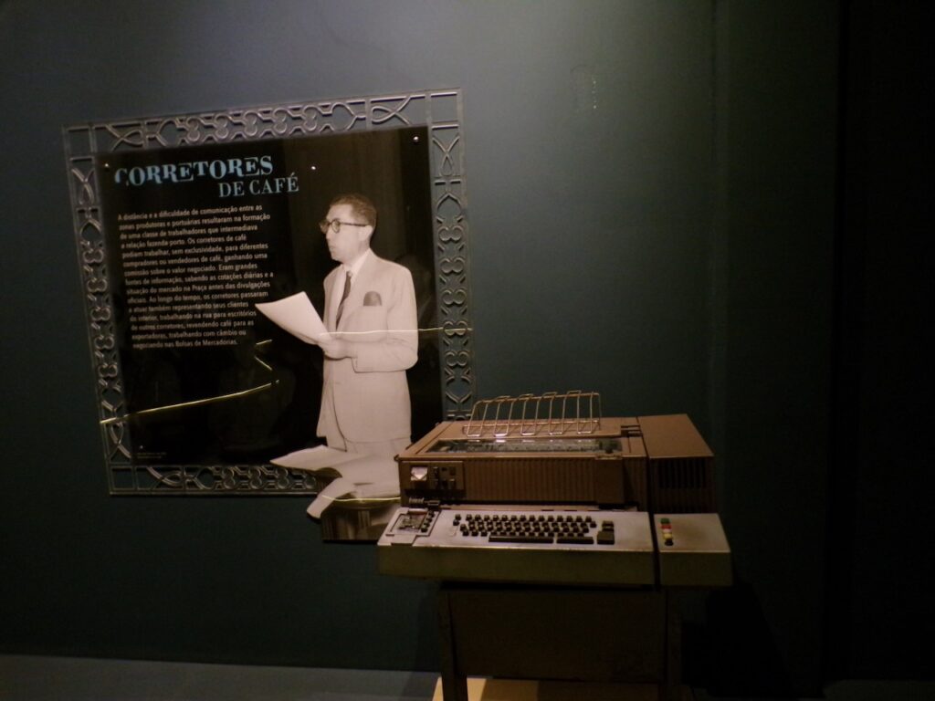 A view of an antique computer terminal at Museu do Café (Coffee Museum) Santos, São Paulo, Brasil