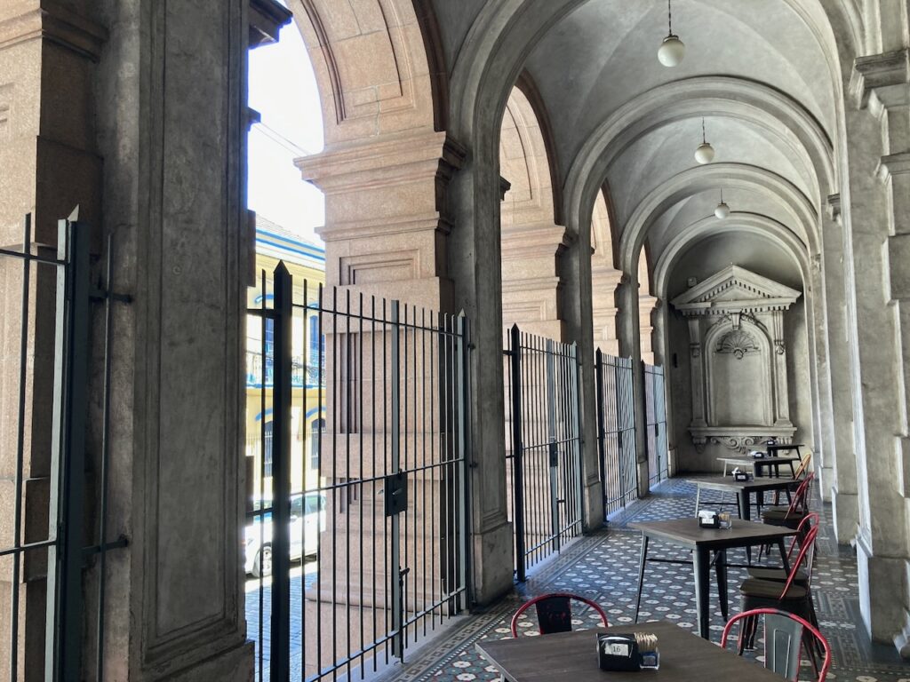 A view of the outdoor café in Museu do Café (Coffee Museum) Santos, São Paulo, Brasil