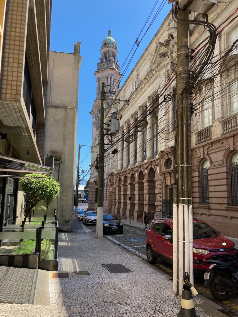 A view of the exterior of Museu do Café (Coffee Museum) Santos, São Paulo, Brasil