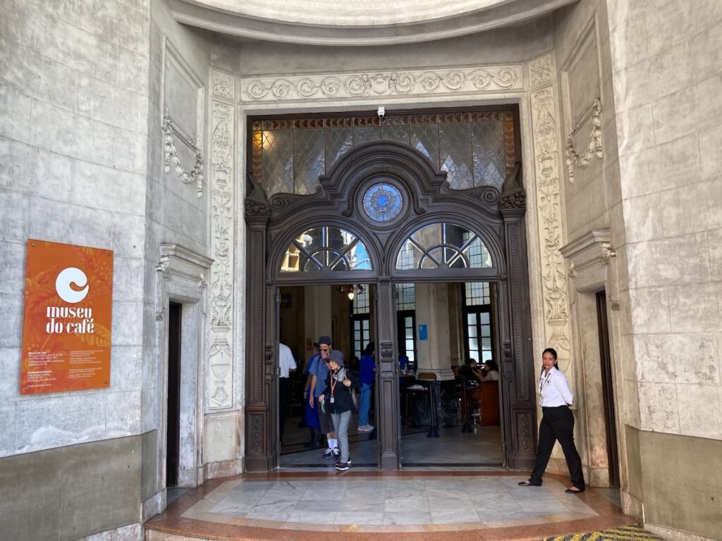 The entrance to Museu do Café (Coffee Museum) Santos, São Paulo, Brasil