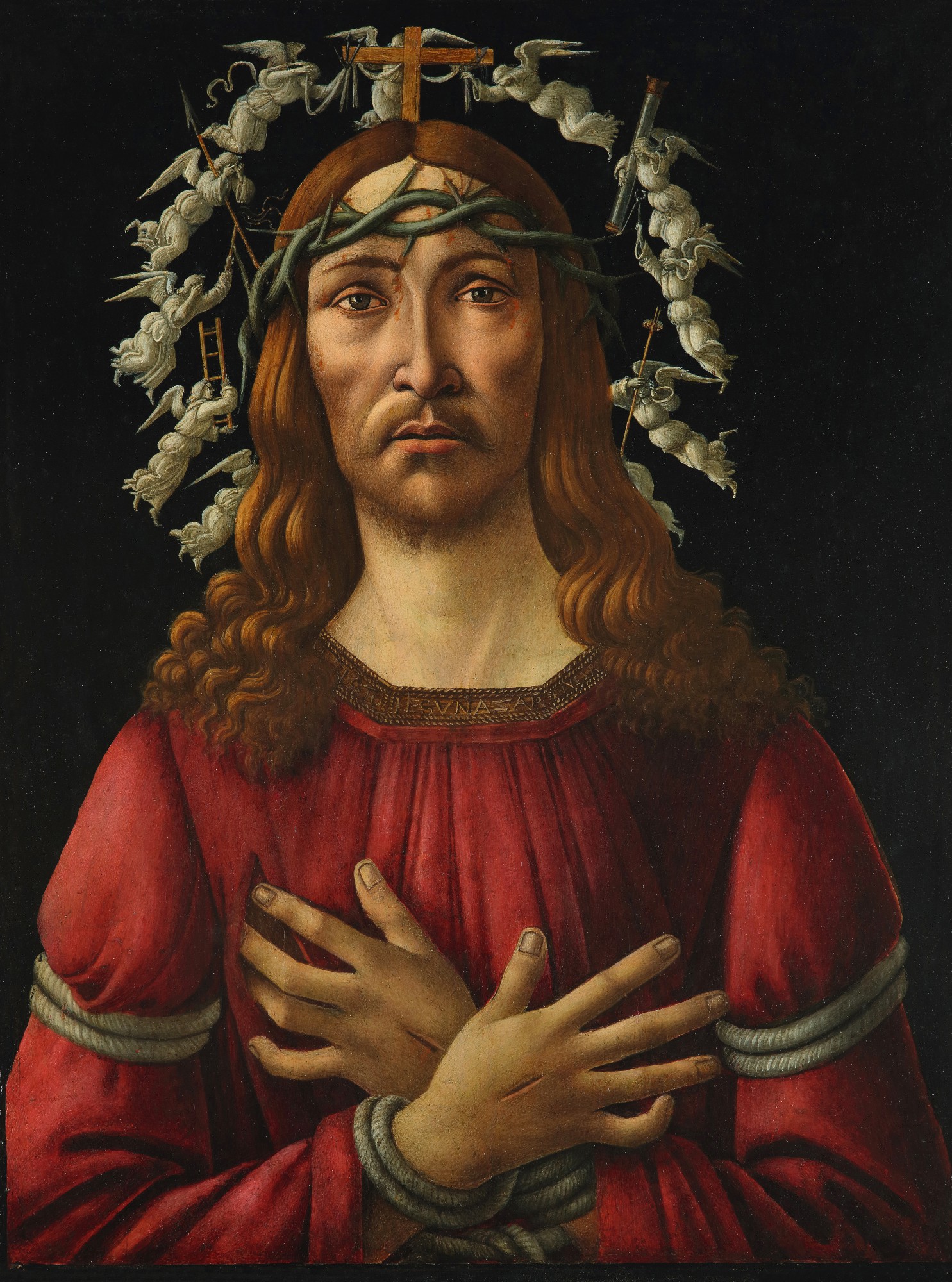 Botticelli_-_Man_of_Sorrows Man of Sorrows (Jesus). By Alessandro di Mariano di Vanni Filipepi (known as Sandro Botticelli). Circa 1500. Via Wikimedia Commons