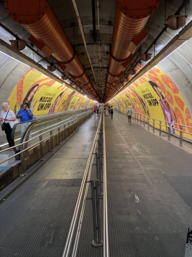A view of a walkway in the Consolação metro station in São Paulo, Brasil