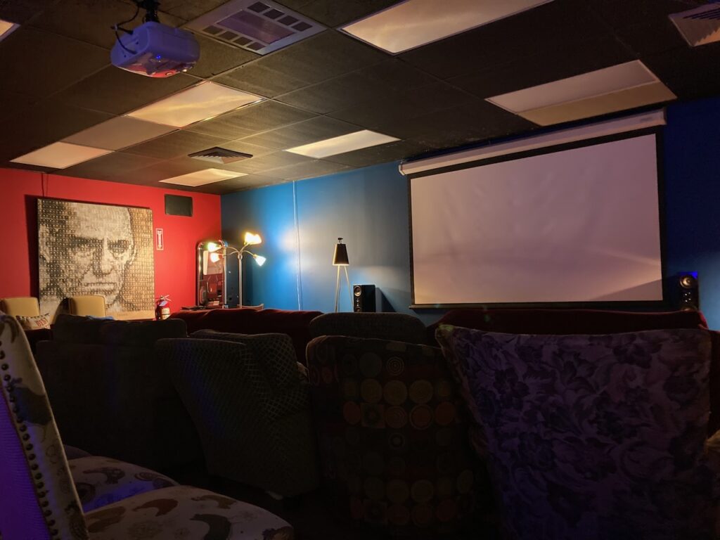 A view inside a theater at the Cape Ann Community Cinema in Rockport, Massachusetts on Cape Ann