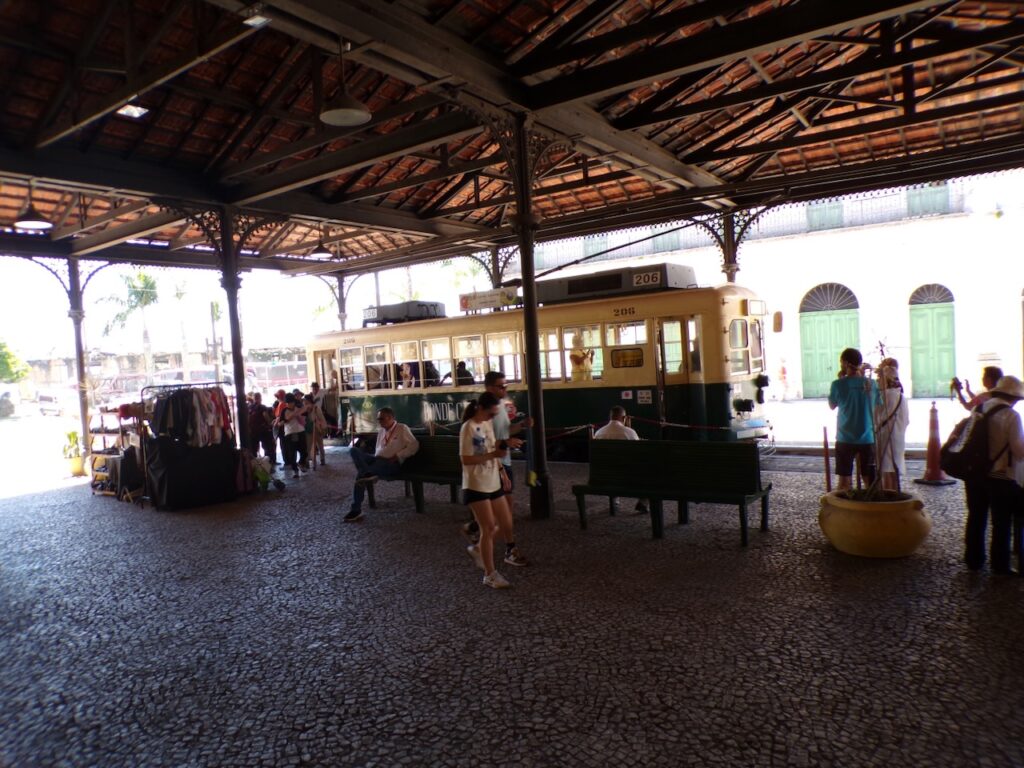 A scene in Santos, São Paulo, Brasil. A view of the Tourist Tram (Linha Turística de Bonde)