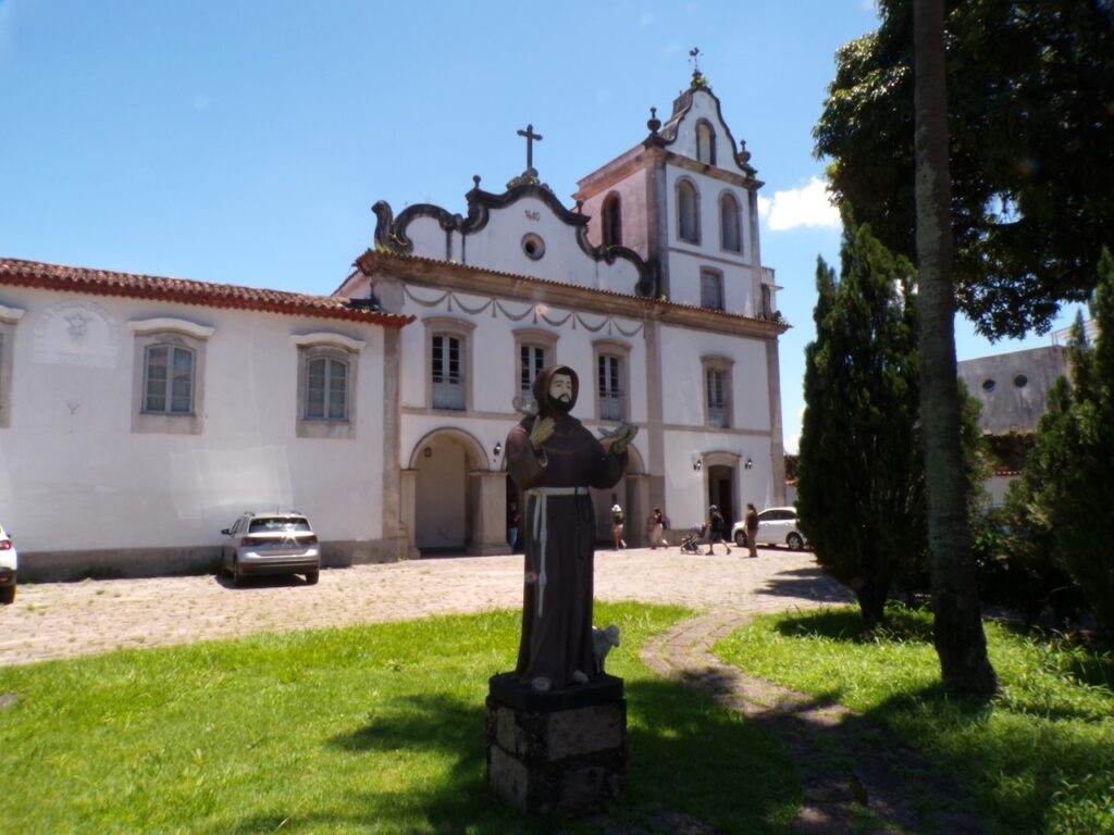 A scene in Santos, São Paulo, Brasil. A view of the Santuário de Santo Antônio do Valongo (Our Lady of the Rosary Cathedral)