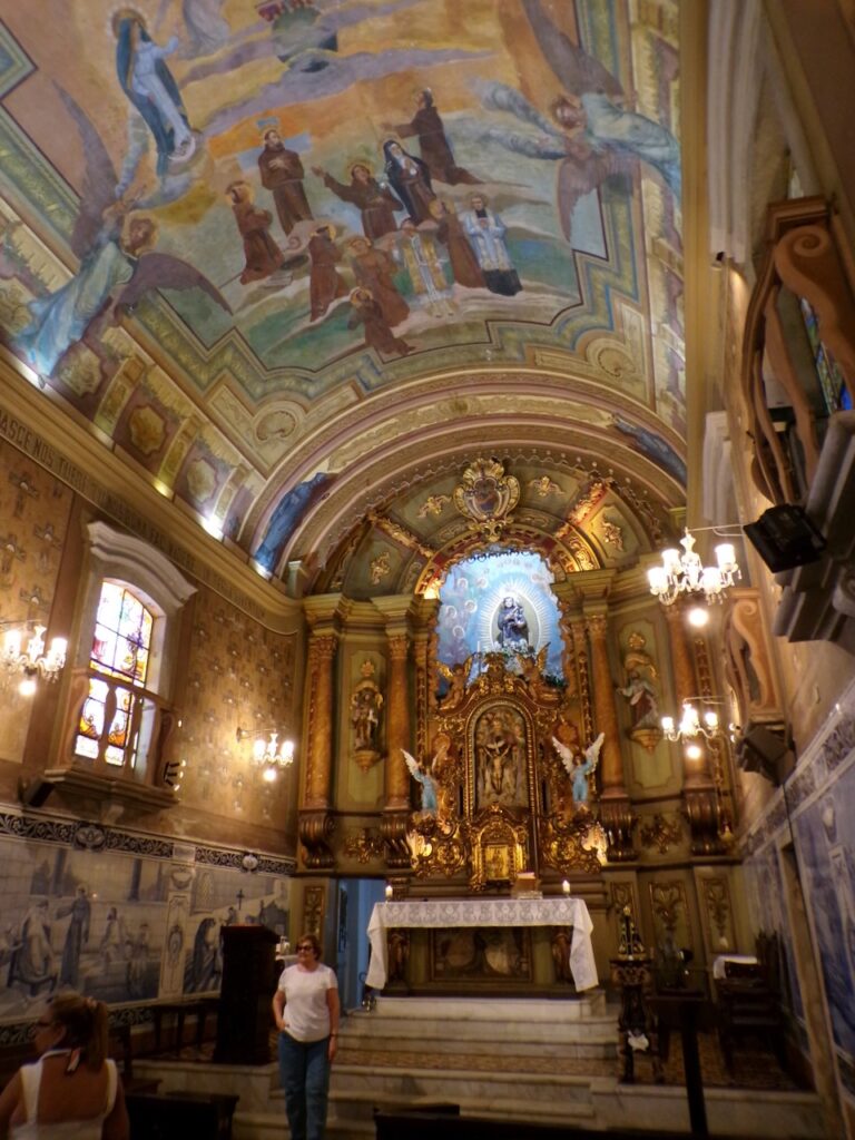 A scene in Santos, São Paulo, Brasil. A view inside Santuário de Santo Antônio do Valongo (Our Lady of the Rosary Cathedral)