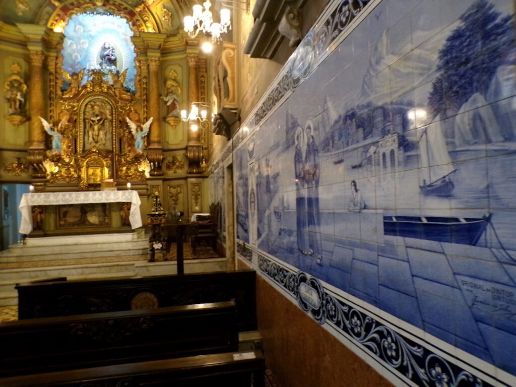 A scene in Santos, São Paulo, Brasil. A view inside Santuário de Santo Antônio do Valongo (Our Lady of the Rosary Cathedral)