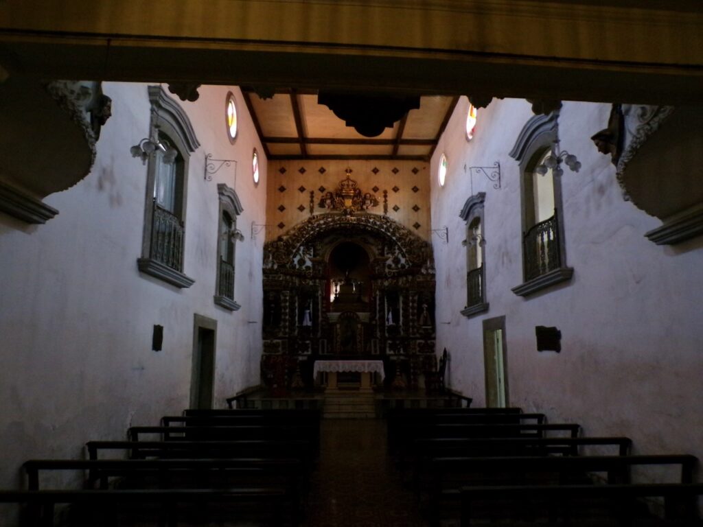 A scene in Santos, São Paulo, Brasil. A view inside Santuário de Santo Antônio do Valongo (Our Lady of the Rosary Cathedral)