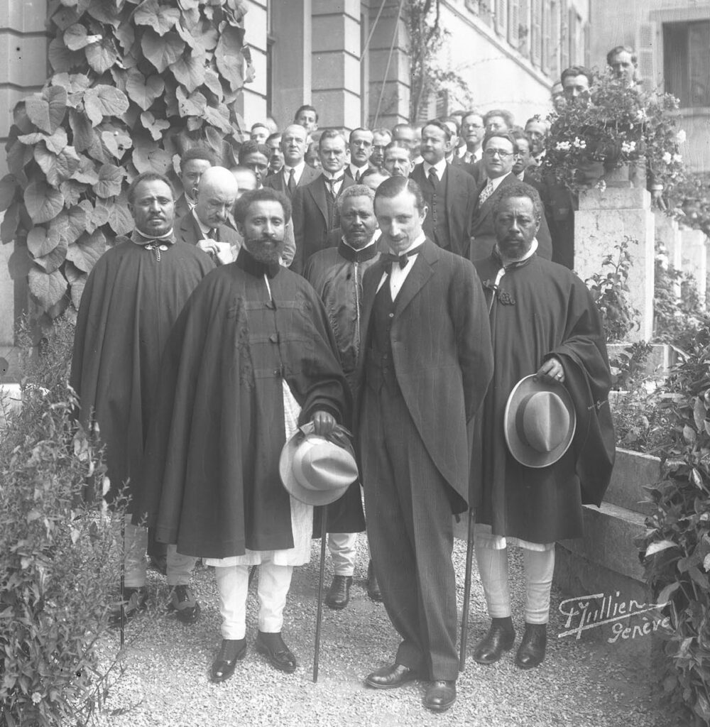 Regent Ras Tafari (later known as Haïlé Sélassié Ier) at the International Labour Organization (ILO) in Geneva. August 1924. Public Domain via Wikimedia Commons