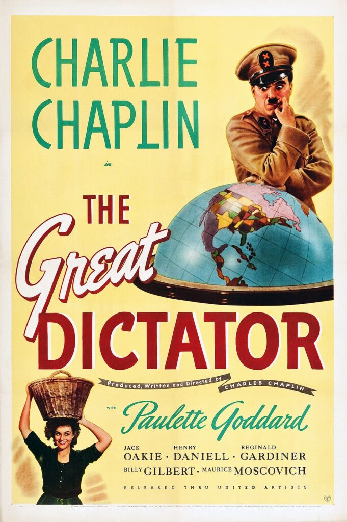 Poster for the American theatrical release of Charlie Chaplin's 1940 film The Great Dictator