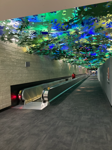 A view of a walkway at Hartsfield–Jackson Atlanta International Airport.