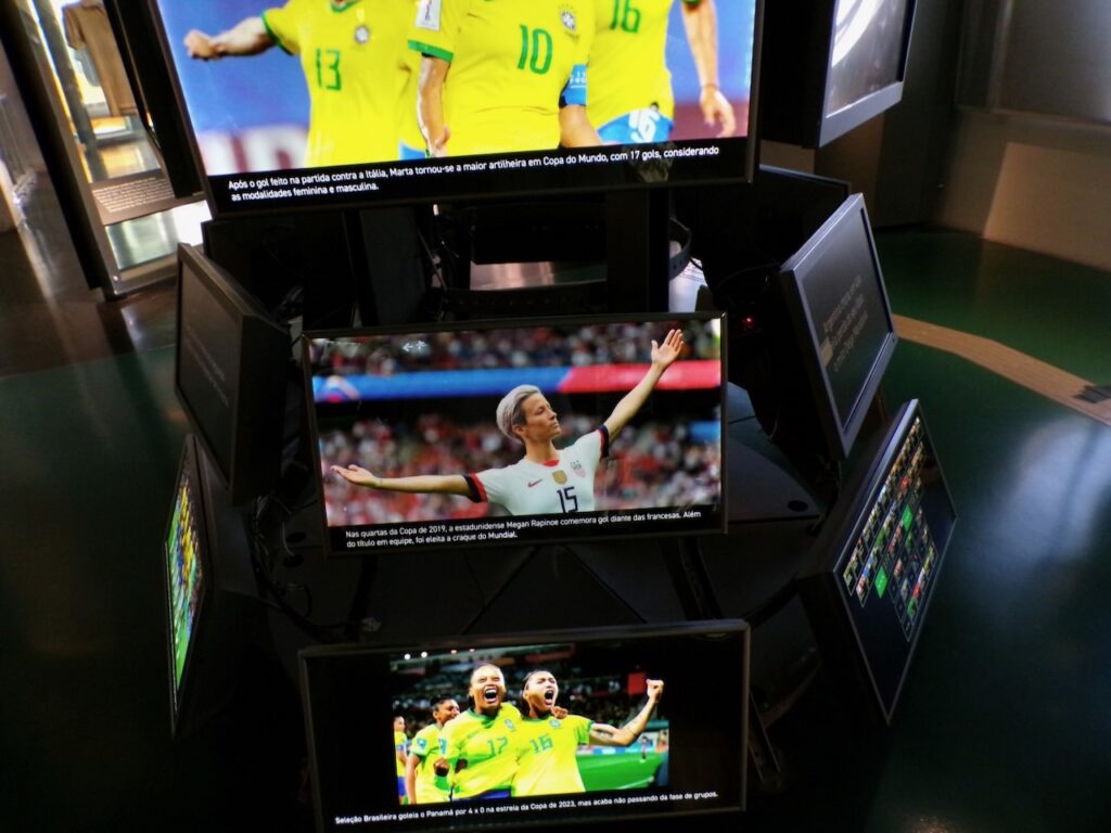 A scene in the Museu do Futebol (Soccer Museum) in São Paulo, Brasil