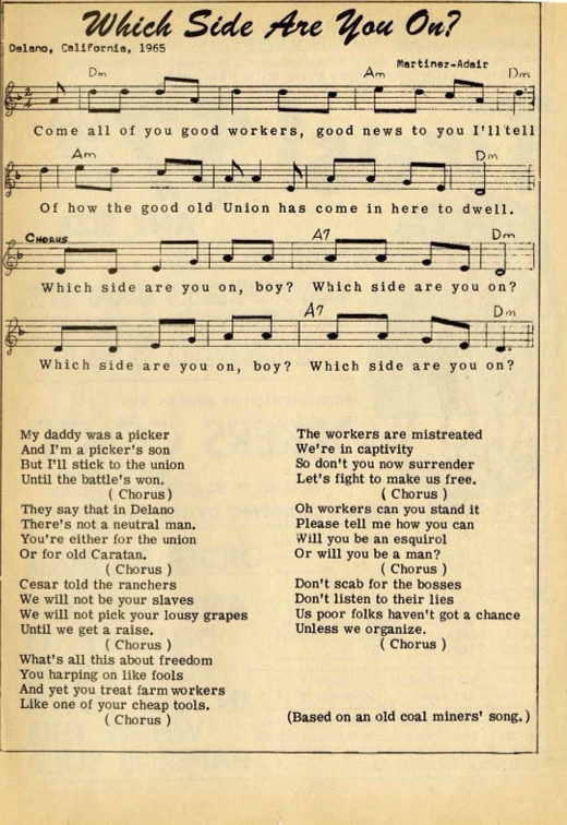 Which Side Are You On? music sheet. Via Wikimedia Commons.
