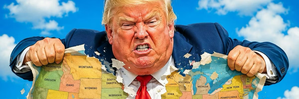 image President Donald Trump is destroying the nation like a crazed maniac. Does anyone really understand what motivates him or the party he controls. (Cartoon: AI generated via The Hartmann Report)