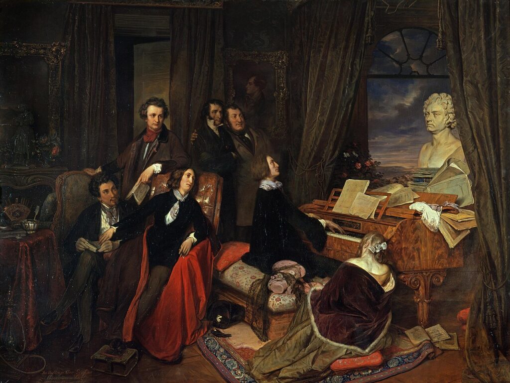 Liszt at the Piano (Liszt am Klavier). 1840. By Josef Danhauser. Alte Nationalgalerie via Wikimedia Commons.