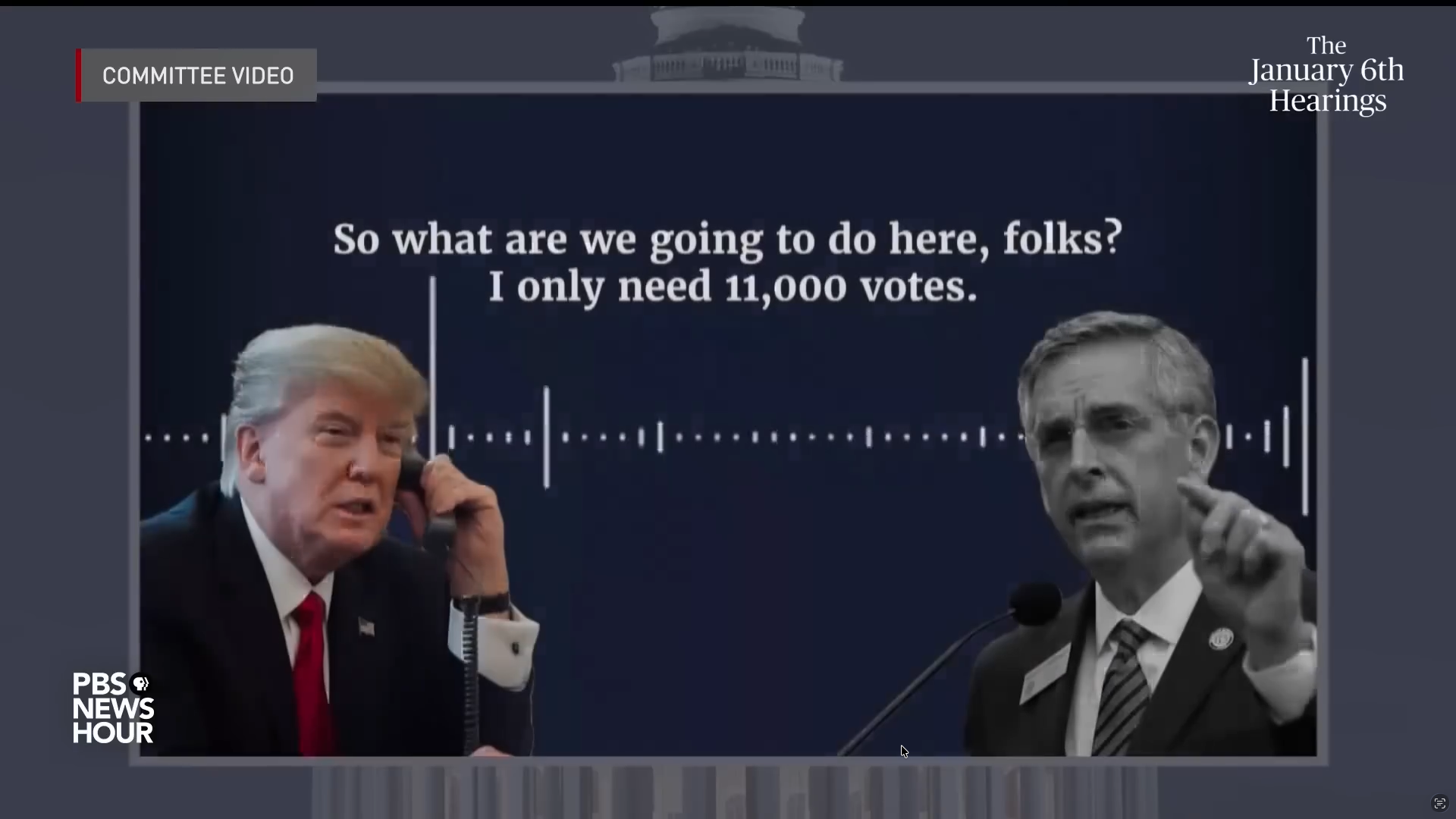 Screenshot 2026-08-02 at 01.27.30 Screenshot of video of "How Georgia officials defended the election from Trump pressure | Jan. 6 hearing" on PBS NewsHour. June 21, 2022