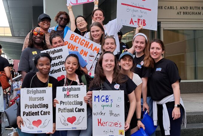 Mass General Brigham hospital in Boston nurses' strike. July 8, 2026. Copyright © 2026 Workers World. Verbatim copying and distribution of articles is permitted in any medium without royalty provided this notice is preserved.