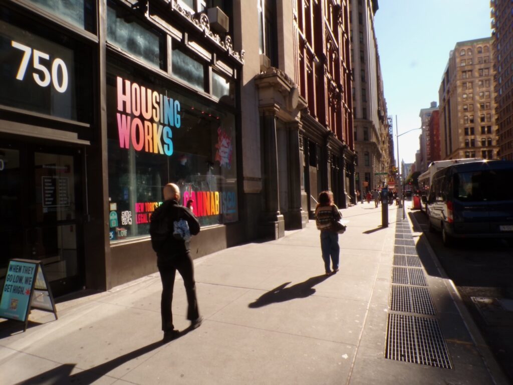 A view of a cannabis shop on Broadway in Manhattan, NYC