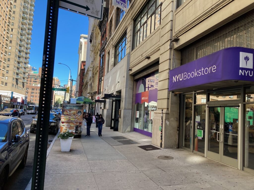 A view of the NYU Boostore on Broadway in Manhattan, NYC