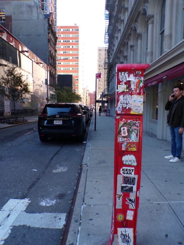 A view of side street off Broadway in Lower Manhattan, NYC