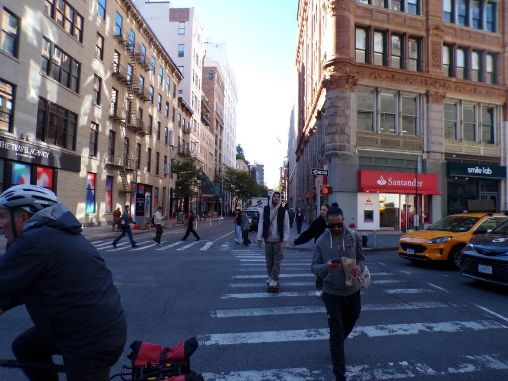 A view of the intersection at Broadway and East 13th Street in Manhattan, NYC
